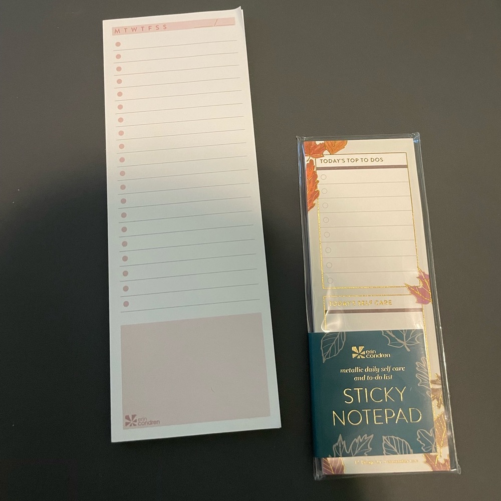 Erin Condren sticky notepads from seasonal surprise boxes